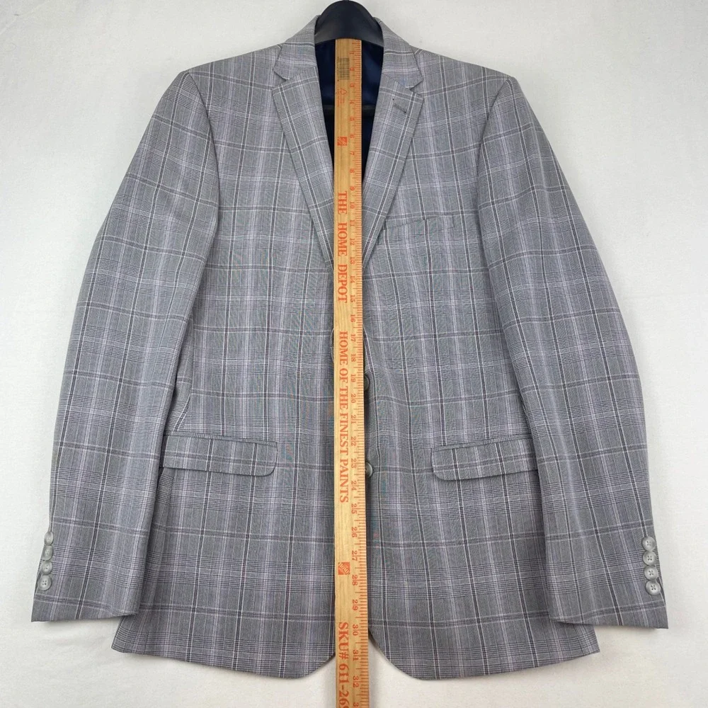 Graham & Co Plaid Blazer 40L & Express Photographer Pants 30x32 Burgundy Suit